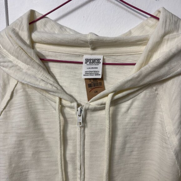 Victoria's Secret PINK Cream Full Zip Hoodie New With Tags Size Large Light - Picture 5 of 7